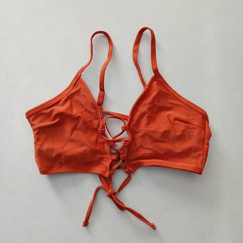 Orange Y2K Swim Resort Beach Vacation Grunge Tropical Goth Bikini Top Large